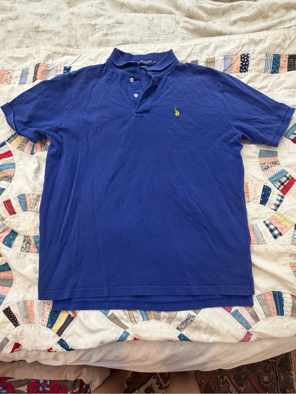 U.S. Polo Assn. Men's Royal Blue Short-Sleeve Polo with Yellow Logo